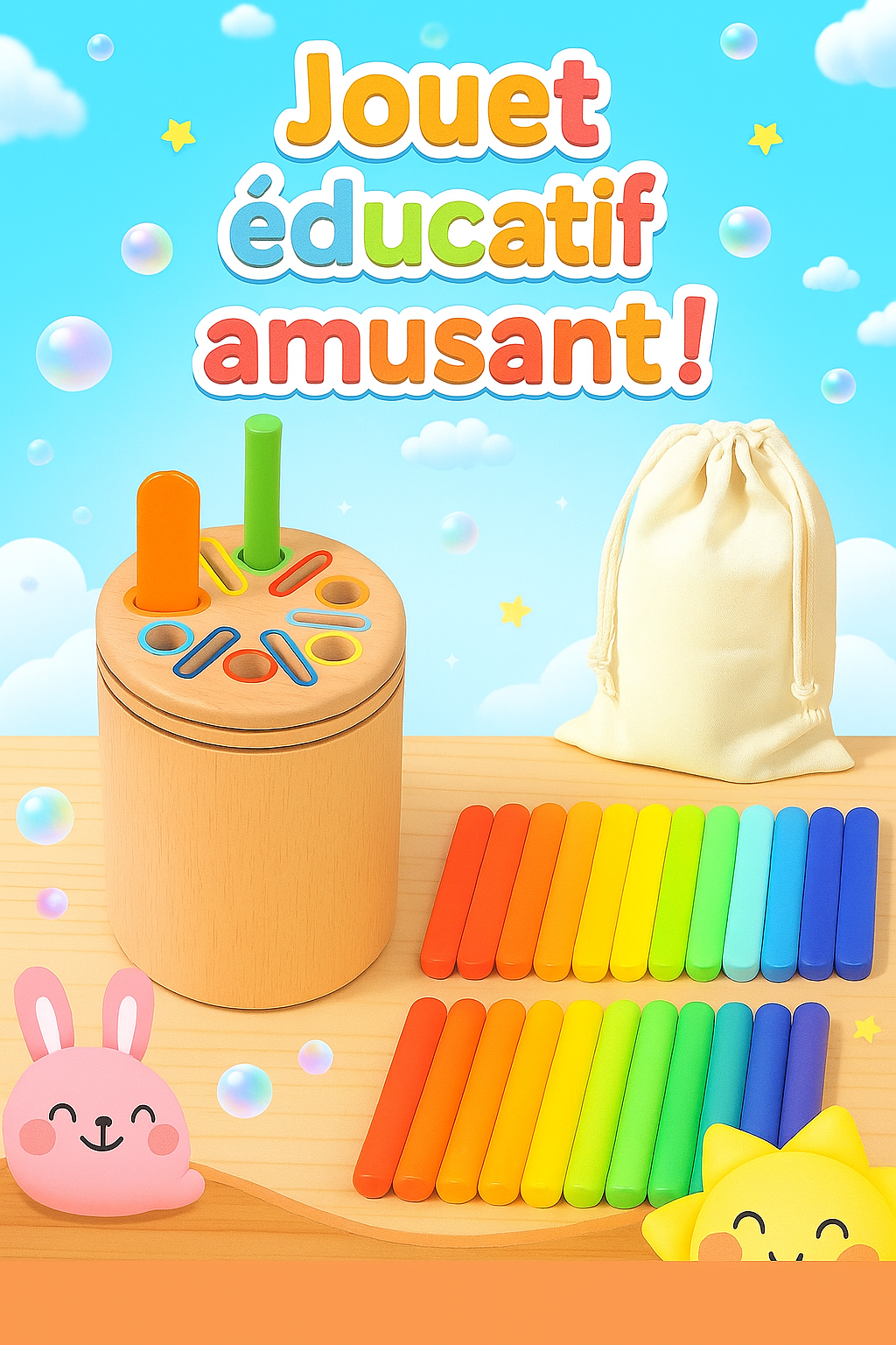 Jouet d'apprentissage en bois (2-5ans)